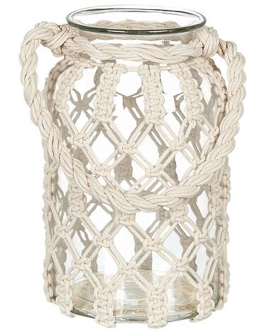 Decorative Macramé Glass Lantern 31 cm White JALEBI