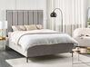 Zamatová posteľ s nočnými stolíkmi 140 x 200 cm sivá SEZANNE_887553