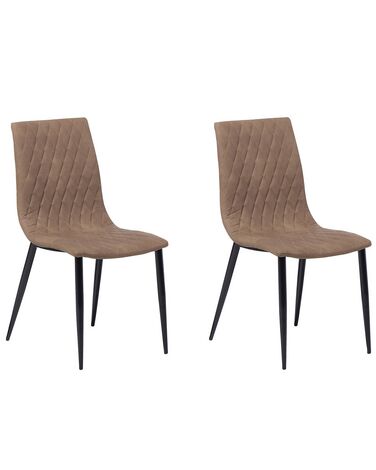 Set of 2 Dining Chairs Faux Leather Light Brown MONTANA