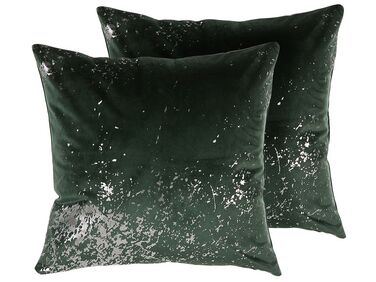 Set of 2 Velvet Cushions 45 x 45 cm Emerald Green HONEYWORT
