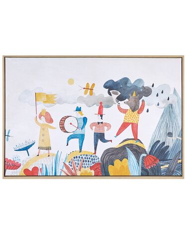 Characters Framed Canvas Wall Art 93 x 63 cm Multicolour BIBBIENA