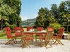 8 Seater Acacia Wood Garden Dining Set Red Cushions MAUI_744097