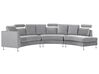 7 Seater Curved Modular Velvet Sofa Light Grey ROTUNDE_793608