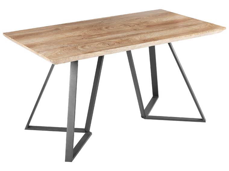 Dining Table 140 x 80 cm Light Wood and Black UPTON _850675