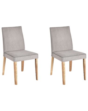 Set of 2 Fabric Dining Chairs Light Grey PHOLA