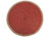 Tapis rond en jute ⌀ 120 cm rouge et beige MENEMEN_843982