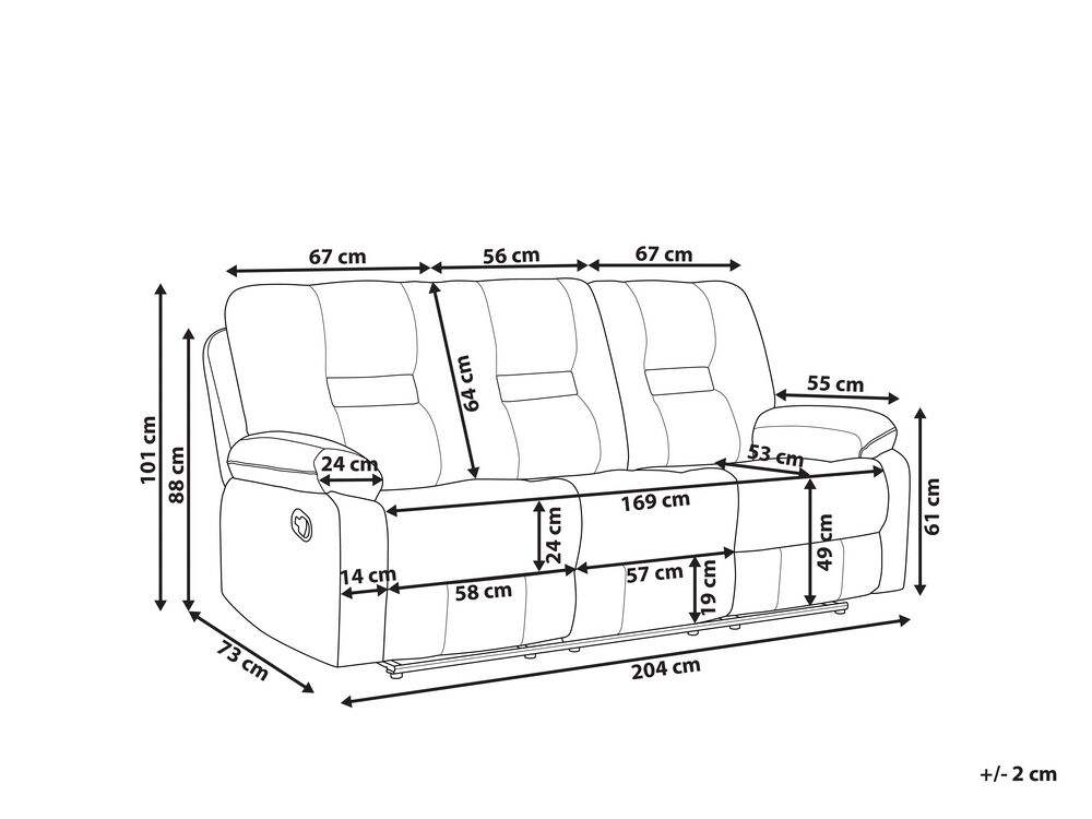 Recliner hotsell sofa size