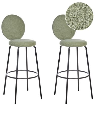 Set of 2 Boucle Bar Chairs Light Green EMERY
