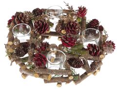 Kynttilänjalka mänty 4 kuppia punainen JATUNI Kynttilänjalka mänty 4 kuppia punainen JATUNI