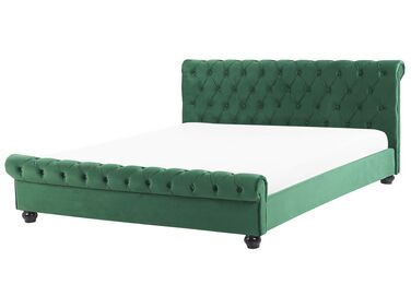 Zamatová vodná posteľ 180 x 200 cm zelená AVALLON