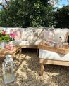 Salon de jardin 4 places en bois avec coussins blanc cassé CREMONA_849616