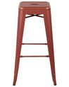 Set of 2 Steel Stools 76 cm Red with Gold CABRILLO_705341