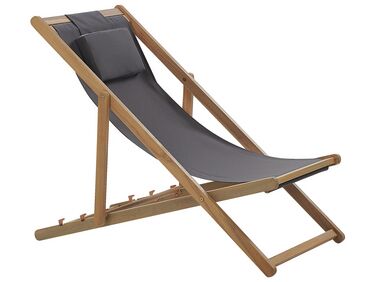 Acacia Folding Deck Chair Light Wood with Grey AVELLINO