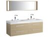 Meuble double vasque à tiroirs miroir inclus beige MALAGA_768795