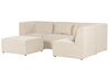 Canapé d'angle côté gauche modulable 4 places en velours côtelé beige avec ottoman LEMVIG_875157