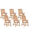 Sada 6 dřevěných zahradních skládacích židlí z akátového dřeva JAVA_802450