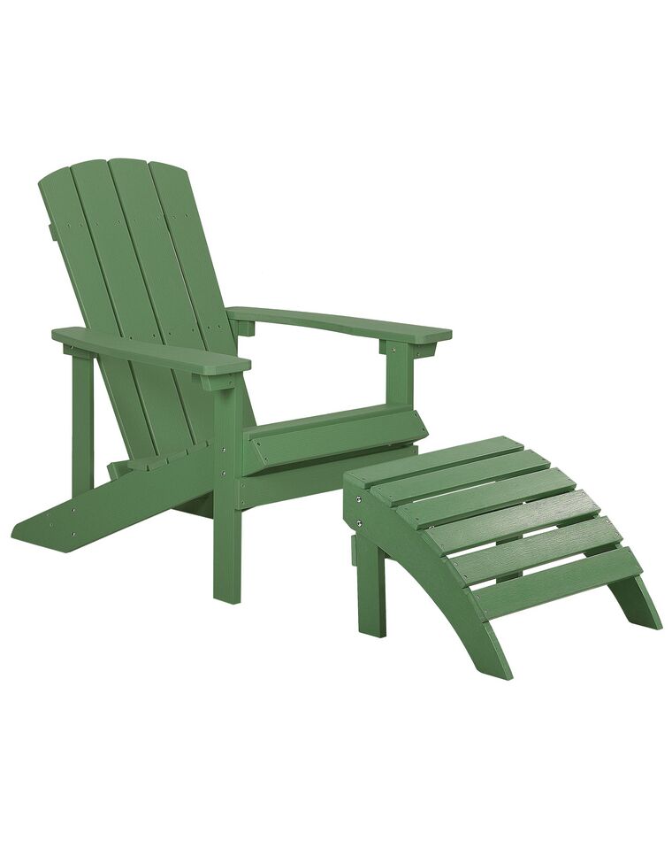 Krzesło ogrodowe z podnóżkiem zielone ADIRONDACK_809550