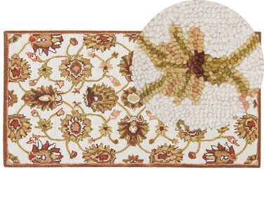 Teppich Wolle beige / braun 80 x 150 cm Kurzflor EZINE
