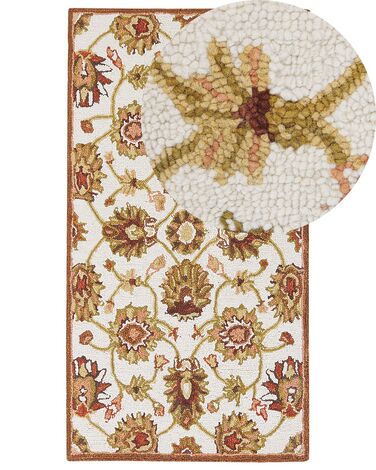 Tappeto lana beige e marrone 80 x 150 cm EZINE