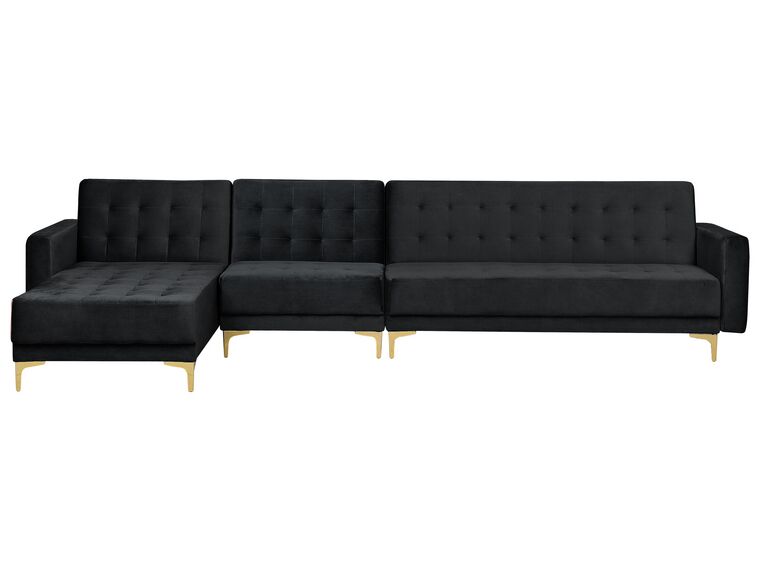 Right Hand Modular Velvet Sofa Black ABERDEEN_857460