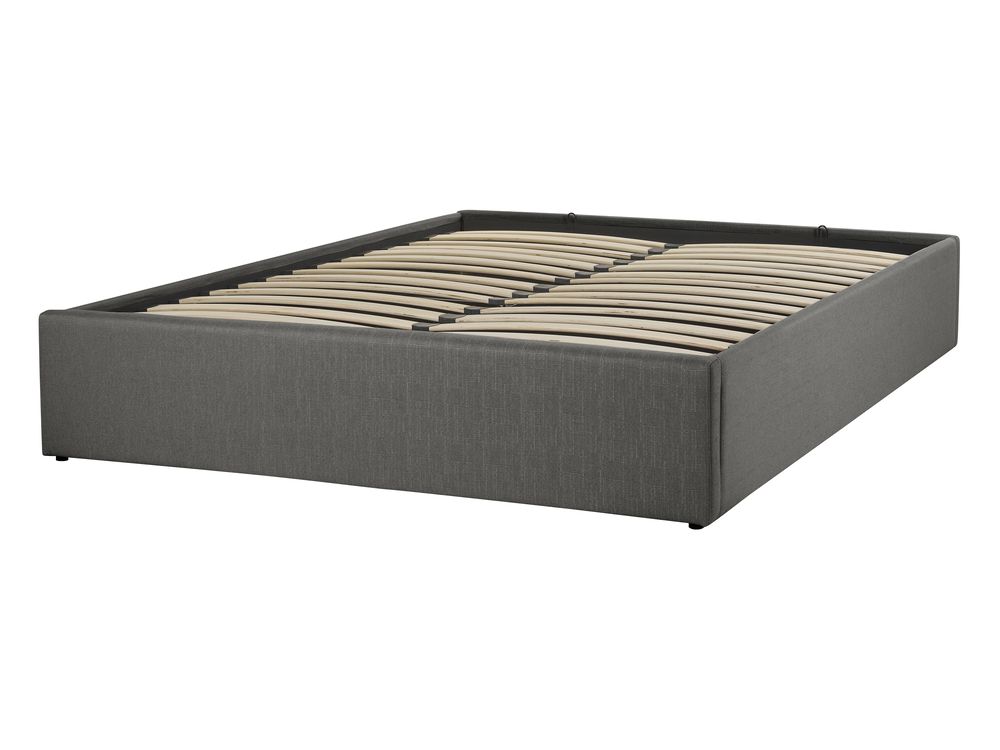 Cama tapizada con almacenaje gris 140x200 cm DINAN | Beliani.es