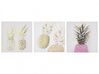 Zestaw 3 obrazów na płótnie ananasy 30 x 30 cm różowo-złoty APESIKA_784813