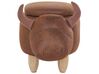 Faux Leather Storage Animal Stool Brown COW_710563