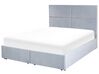 Velvet EU Double Size Ottoman Bed with Drawers Light Grey VERNOYES_861479