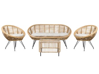 4 Seater Rattan Sofa Set with Coffee Table Natural MARATEA/ CESENATICO