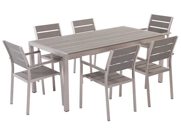 Sivá hliníková záhradná jedálenská súprava stola a stoličiek VERNIO_47344