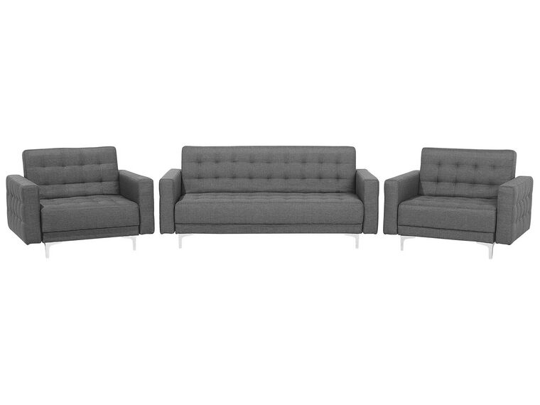 Ensemble canapé et fauteuils en tissu gris clair 5 places ABERDEEN_716098