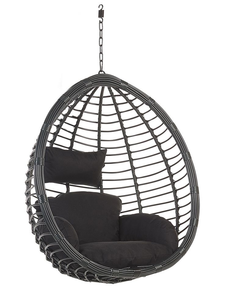 Hängesessel mit Gestell Rattan schwarz ø 97 cm TOLLO Beliani.ch