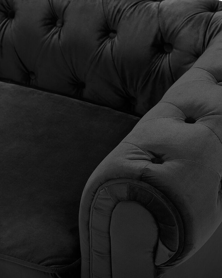 Velvet Armchair Black CHESTERFIELD | Beliani.co.uk