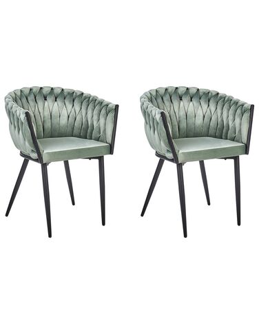 Conjunto de 2 sillas de comedor de terciopelo verde claro MILAN