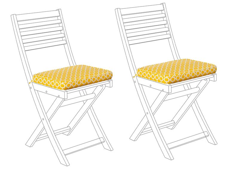 Sitzkissen für Stuhl FIJI 2er Set gelb / weiß geometrisches Muster 29 x 38 x 5 cm_736038