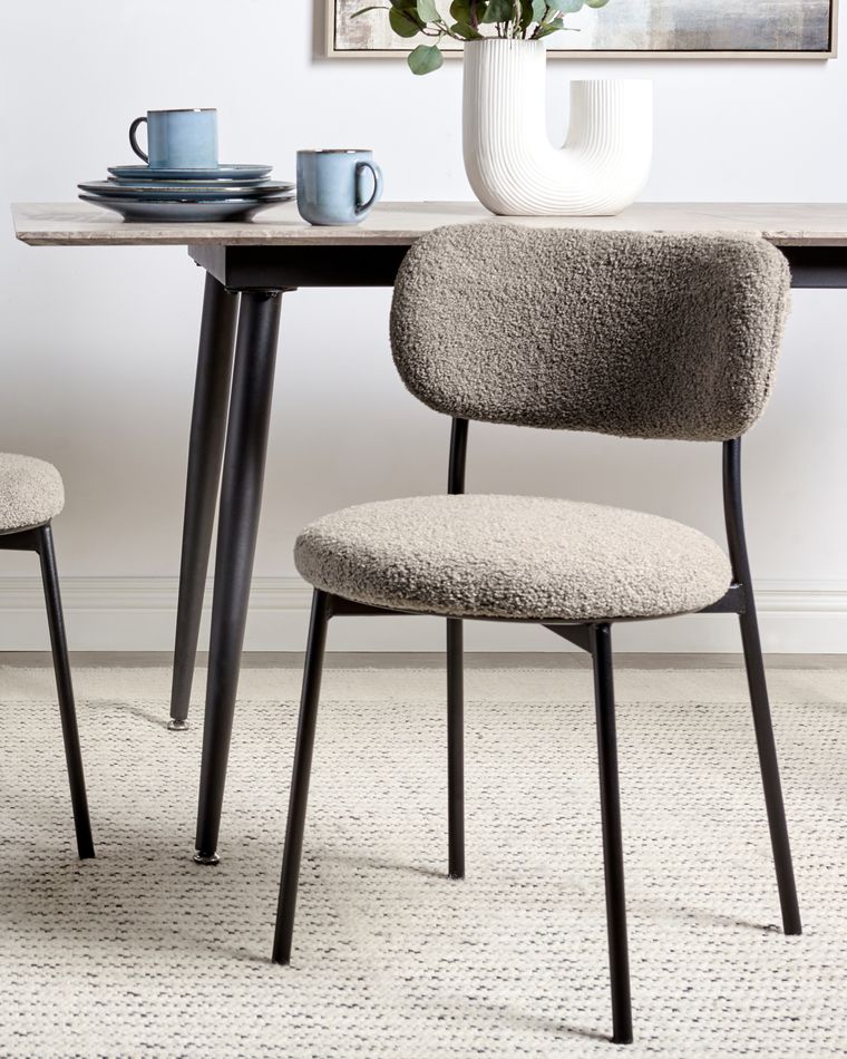 Set of 2 Boucle Dining Chairs Taupe CASEY | Beliani.co.uk
