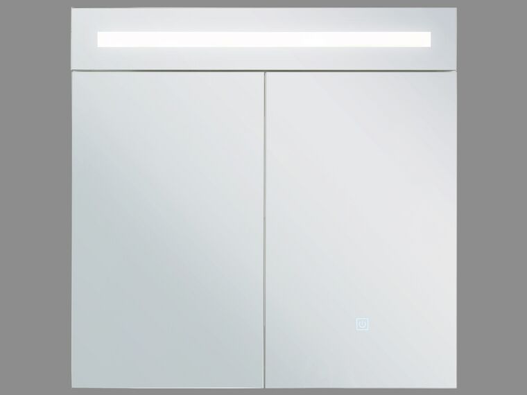 Armoire de toilette blanche avec miroir LED 60 x 60 cm JARAMILLO Beliani.fr