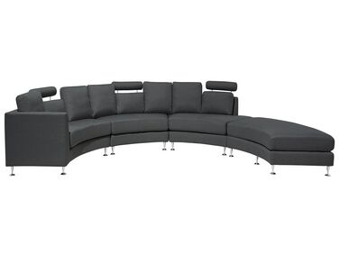 7-Sitzer Sofa grau halbrund mit Ottomane ROTUNDE