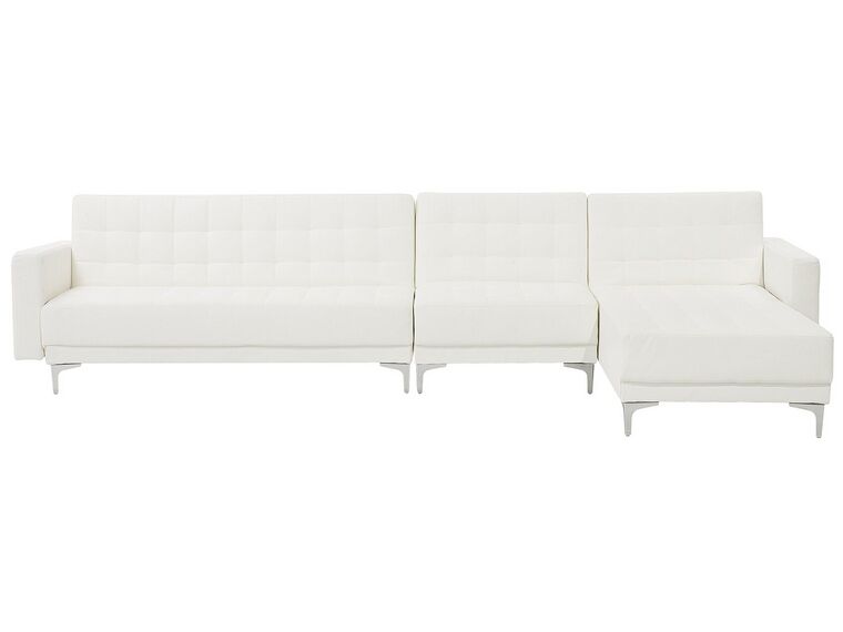 Left Hand Modular Faux Leather Sofa White ABERDEEN_739935