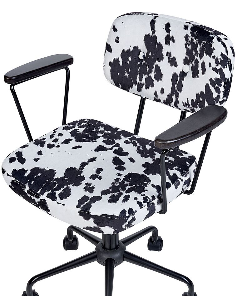 Velvet Desk Chair Cowhide Pattern Black and White ALGERITA Beliani.fi