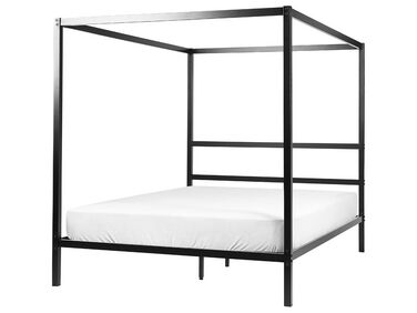 Kovová posteľ s baldachýnom 160 x 200 cm čierna LESTARDS