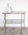 Glass Top Console Table Marble Effect White with Gold CALVERT_884960