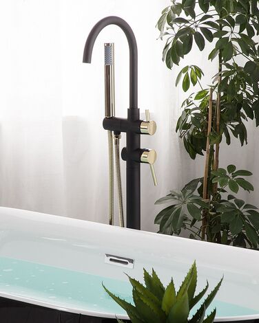 Freestanding Bath Mixer Tap Black with Gold TUGELA
