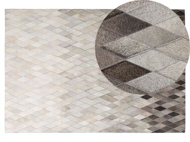 Dywan patchwork skórzany 140 x 200 cm biało-szary MALDAN