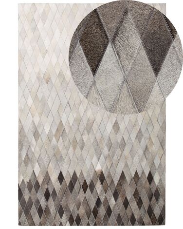 Dywan patchwork skórzany 140 x 200 cm biało-szary MALDAN