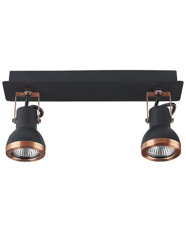 2-spotlys loftslampe i sort og kobber BARO