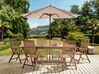 Gartenmöbel Set mit Sonnenschirm sandbeige Akazienholz dunkelbraun 6-Sitzer AMANTEA_880623