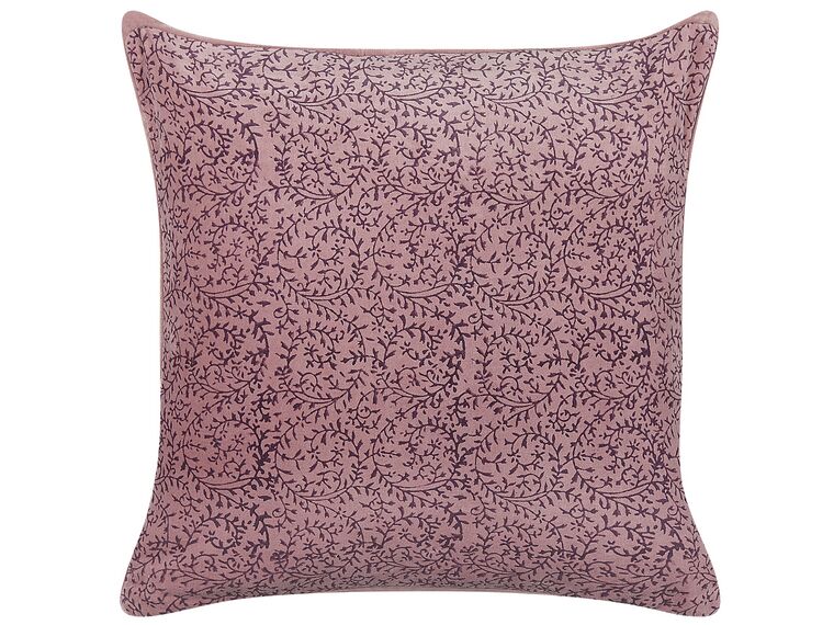 Velvet Cushion Floral Motif 45 x 45 cm Pink ROMNEYA_838223