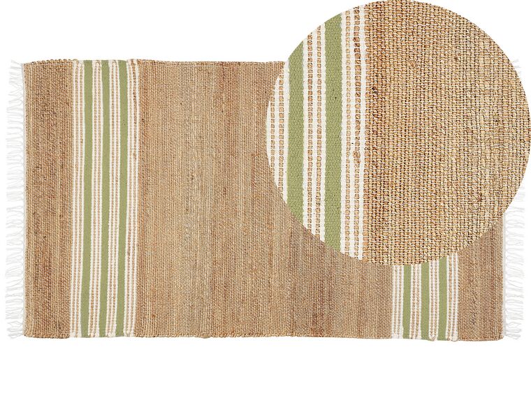 Jutový koberec 80 x 150 cm béžová/zelená MIRZA_847331