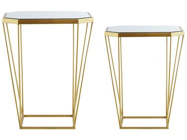Conjunto de 2 mesas de centro de vidrio dorado SIERRA